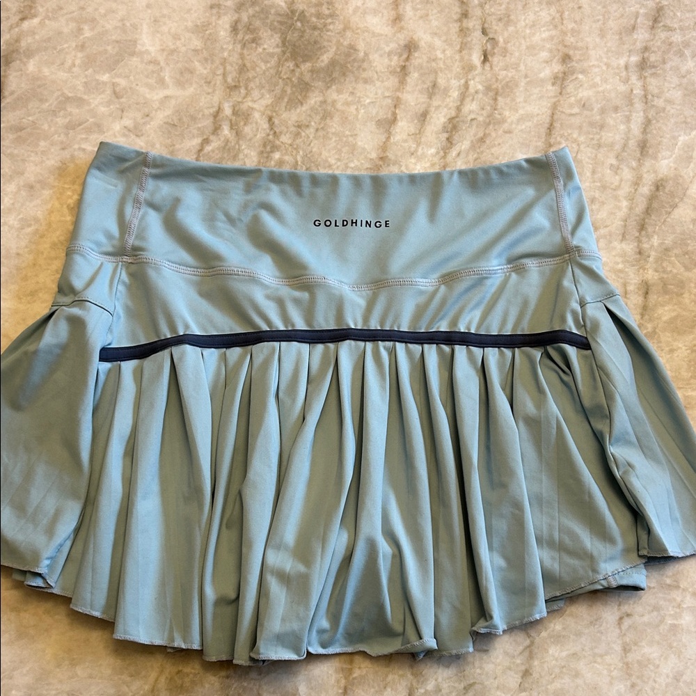 Goldhinge Women's Light Blue Pleated Mini Skirt